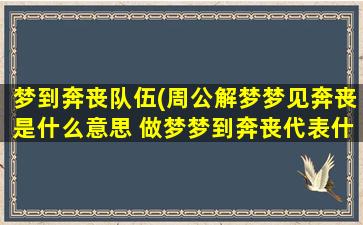 梦到奔丧队伍(周公解梦梦见奔丧是什么意思 做梦梦到奔丧代表什么好不好)